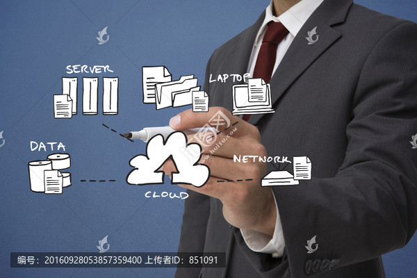 商人拿著筆書寫的復(fù)合形象