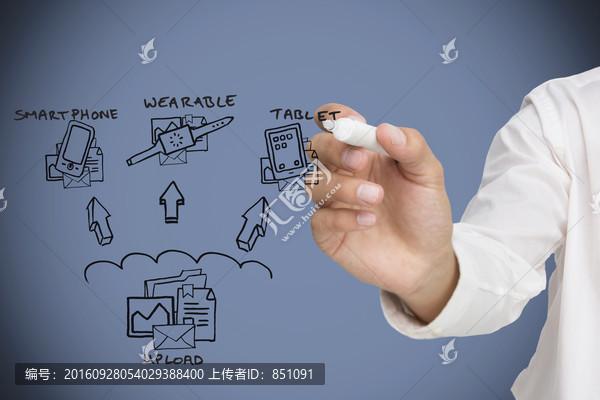 商人拿著筆書寫的復(fù)合形象