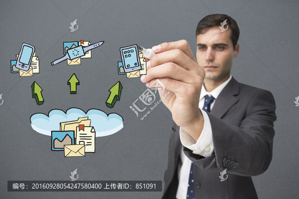 商人拿著筆書寫的復(fù)合形象