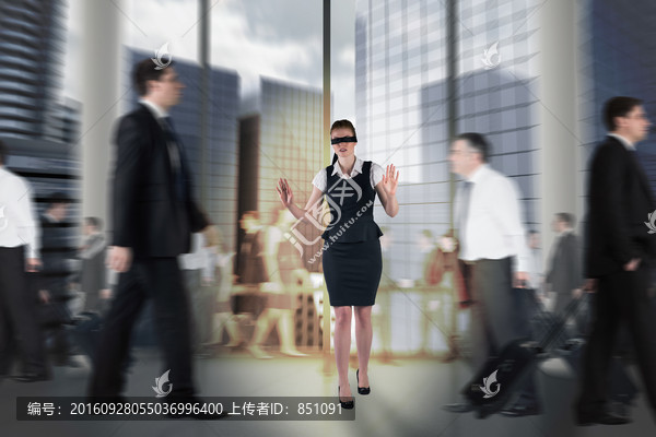女商人蒙著眼睛的復(fù)合形象