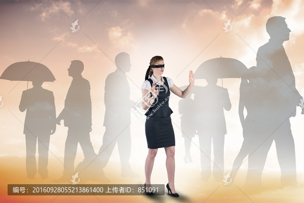 女商人蒙著眼睛的復(fù)合形象