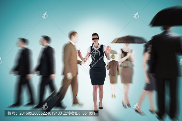 女商人蒙著眼睛的復(fù)合形象