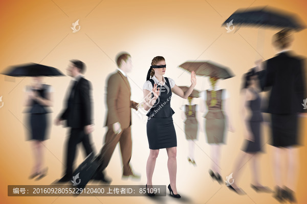 女商人蒙著眼睛的復(fù)合形象