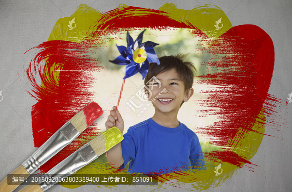 小男孩拿著風(fēng)車的復(fù)合形象