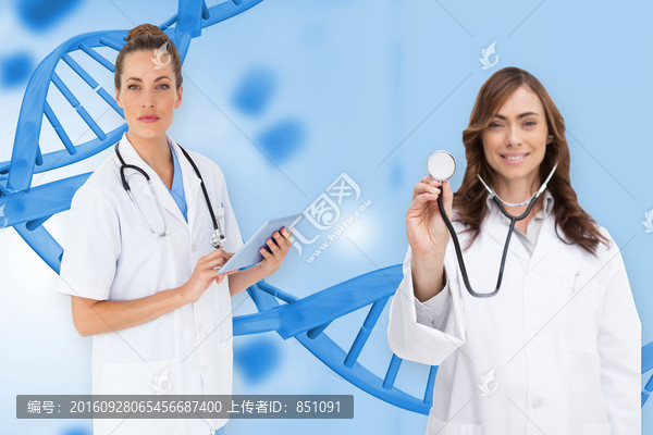 醫(yī)學團隊戴著聽診器的復合形象