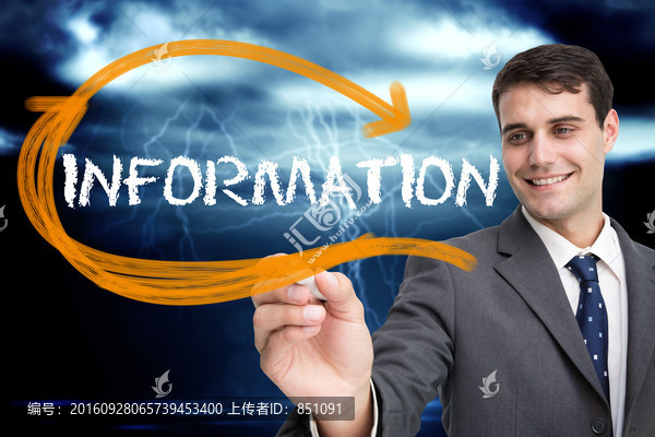 商人拿著筆書寫的復合形象