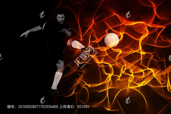 足球運(yùn)動(dòng)員踢球的復(fù)合形象