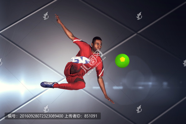 足球運動員踢球的復合形象