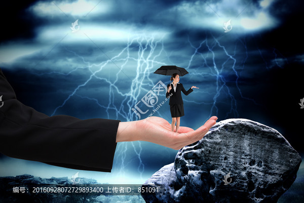 商人站在手里撐著傘的復(fù)合形象