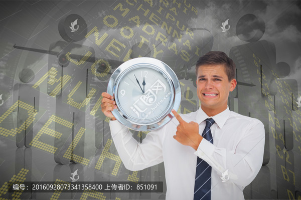 商人指著鐘的復(fù)合形象