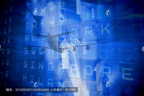 藍色虛擬背景飛機飛行