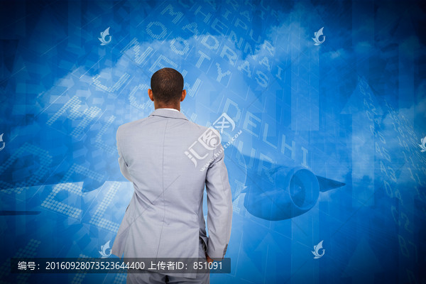商人背對著鏡頭的復(fù)合形象