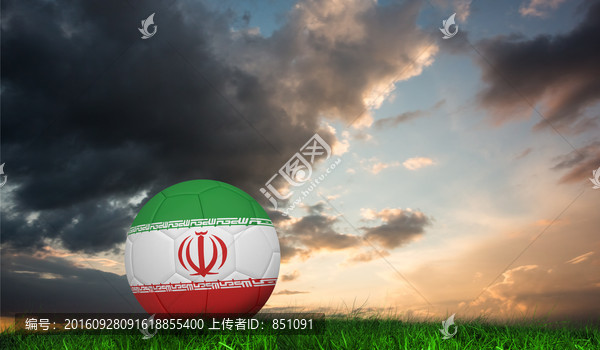 草地上的伊朗足球