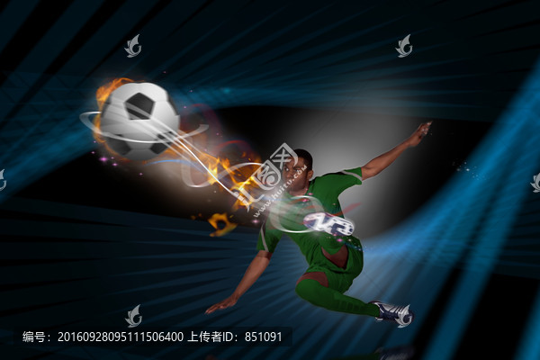 足球運(yùn)動(dòng)員踢球的復(fù)合形象