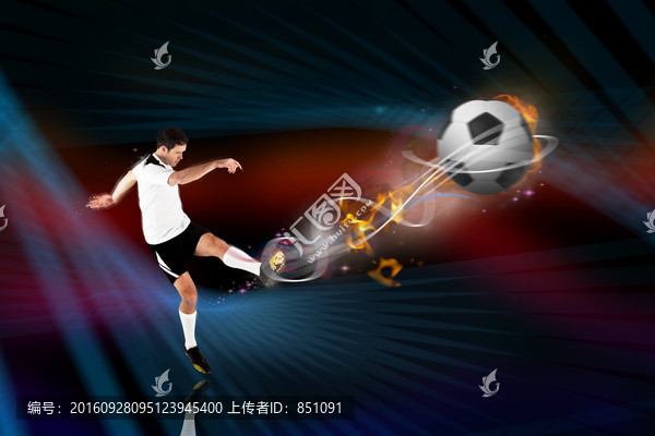足球運動員踢球的復合形象