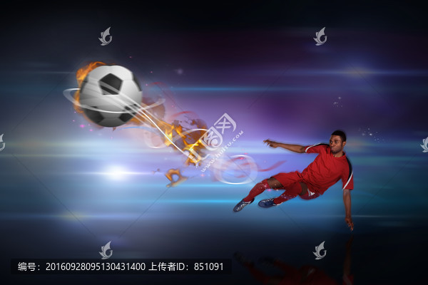 足球運(yùn)動(dòng)員踢球的復(fù)合形象