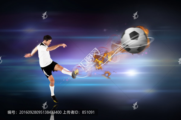 足球運動員踢球的復合形象