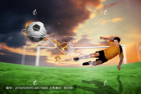 足球運(yùn)動(dòng)員踢球的復(fù)合形象