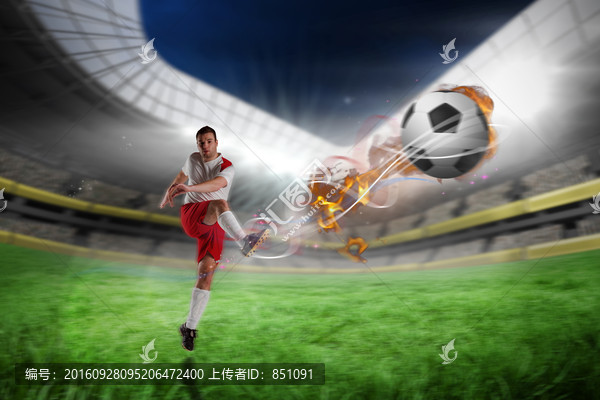 足球運動員踢球的復合形象