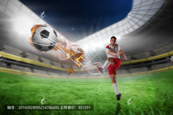足球運(yùn)動(dòng)員踢球的復(fù)合形象