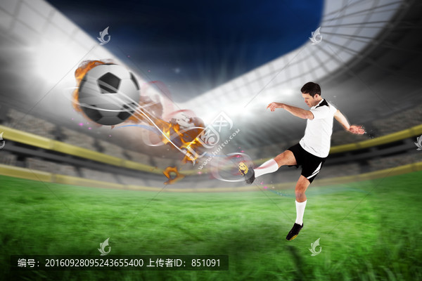 足球運(yùn)動(dòng)員踢球的復(fù)合形象
