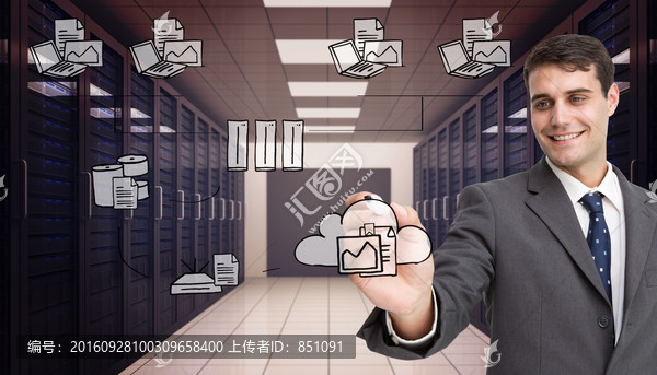 商人拿著筆書寫的復合形象