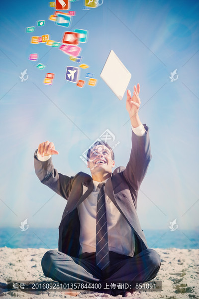 商人高舉著雙手的復合形象