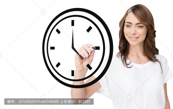 商人拿著筆畫鐘的復(fù)合形象