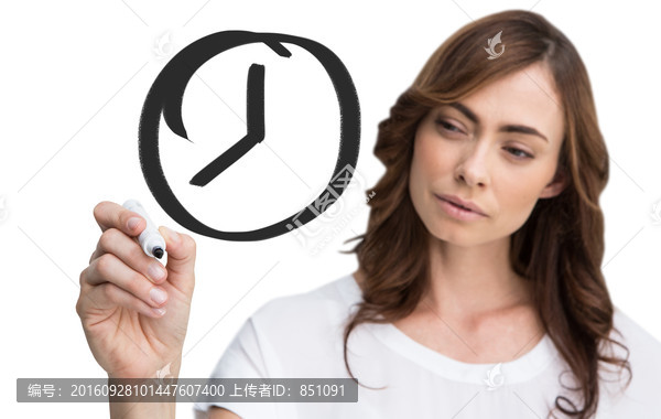 商人拿著筆指著鐘的復(fù)合形象