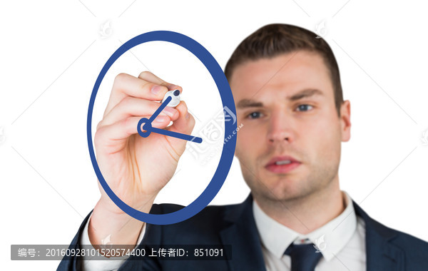 商人拿著筆畫鐘的復(fù)合形象