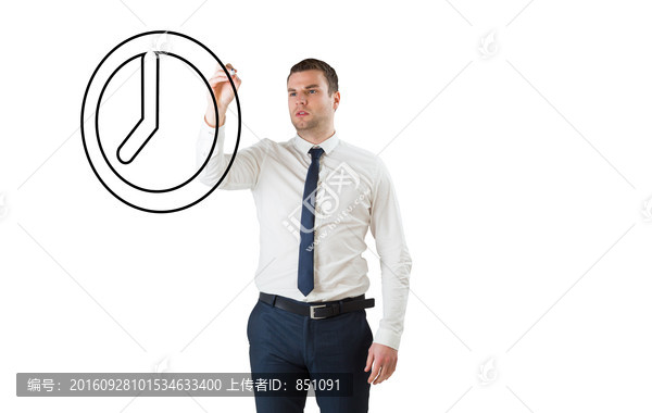 商人拿著筆畫鐘的復(fù)合形象