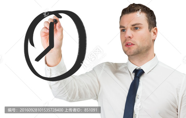 商人拿著筆畫鐘的復(fù)合形象
