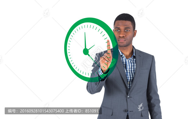 商人指著鐘的復(fù)合形象