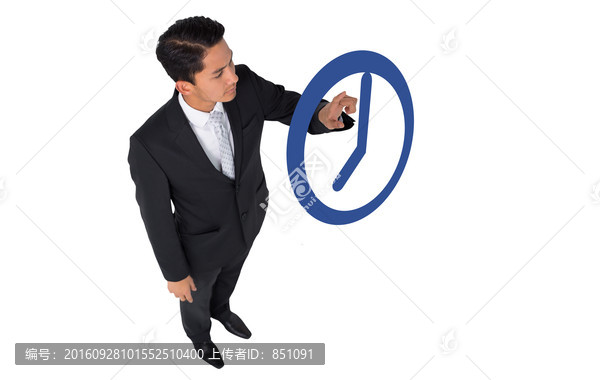 商人指著鐘的復(fù)合形象