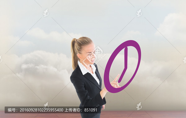 商人指著鐘的復(fù)合形象