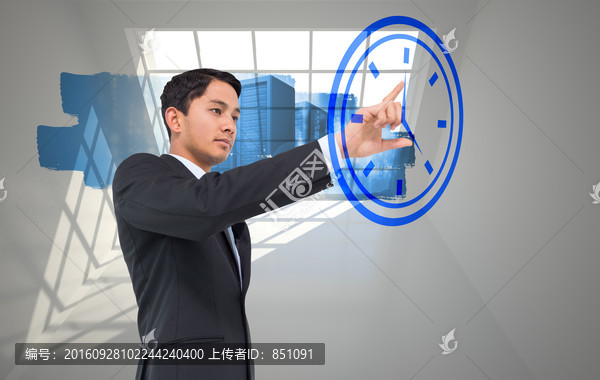 商人指著鐘的復(fù)合形象