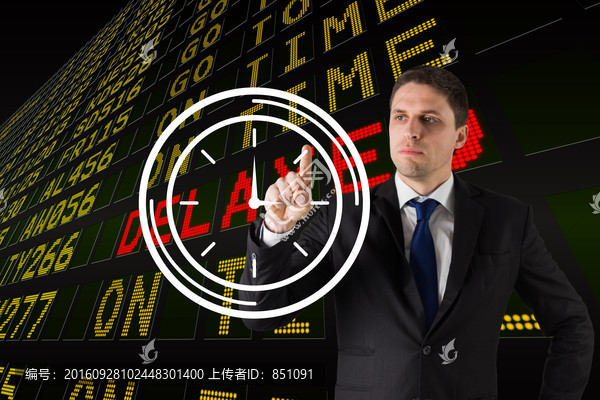 商人指著鐘的復(fù)合形象