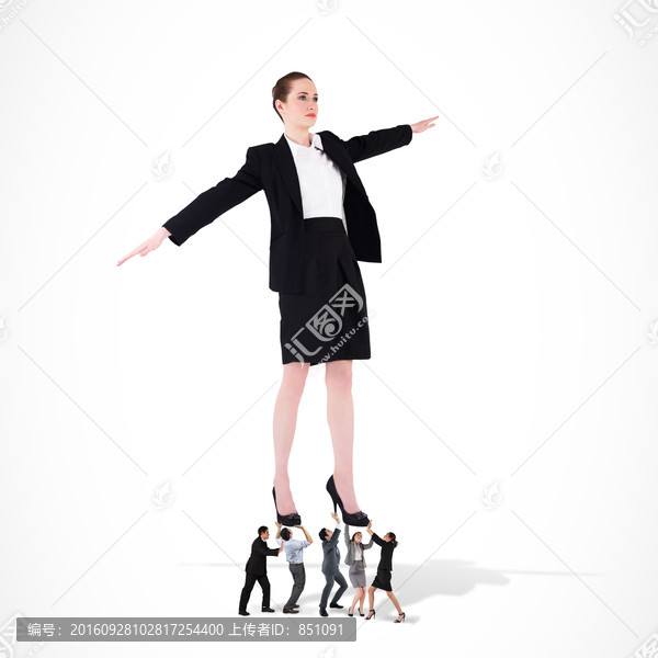 女商人張開雙手的復(fù)合形象