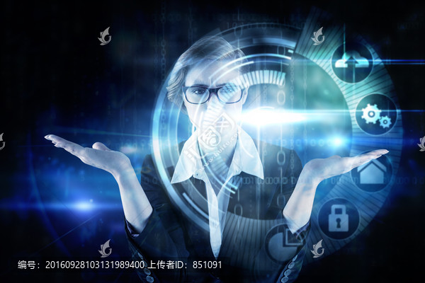 女商人伸出雙手的復(fù)合形象