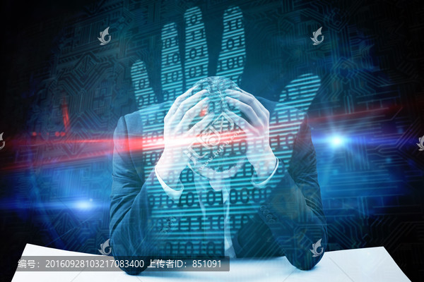 商人雙手抱頭焦慮的復(fù)合形象