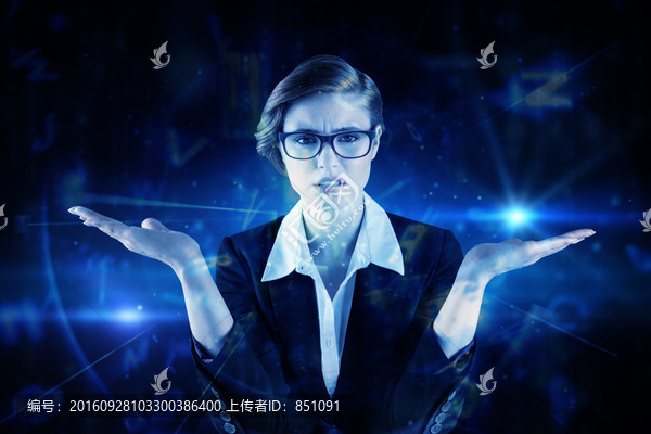 女商人戴著眼鏡的復合形象