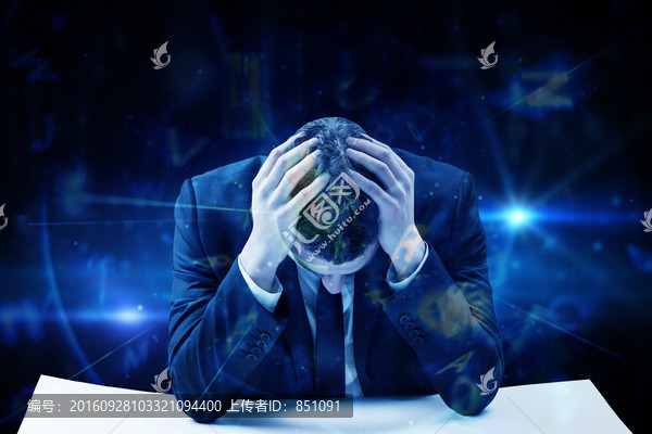 商人抱著頭煩惱的復(fù)合形象