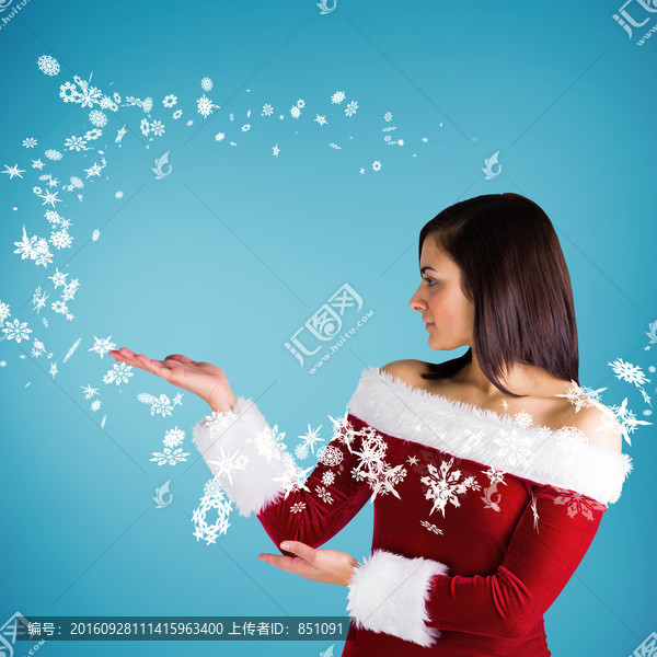 女人穿著圣誕服的復合形象