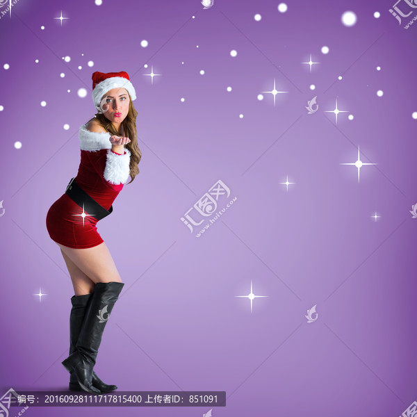 女人穿著圣誕裝的復(fù)合形象