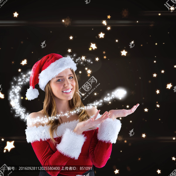 女人穿著圣誕裝的復(fù)合形象