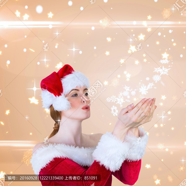 漂亮女人吹著氣的復(fù)合形象