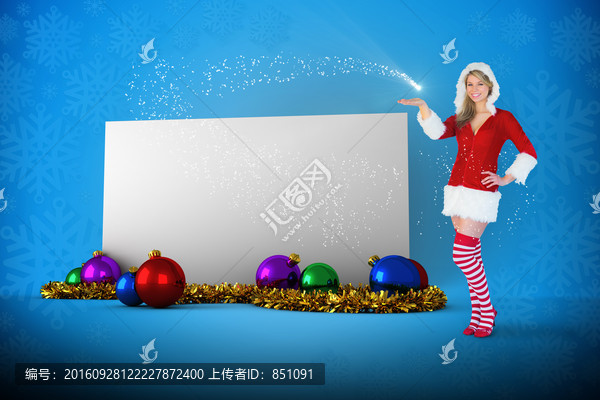 漂亮女人穿著圣誕裝的復(fù)合形象