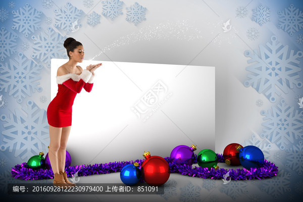 漂亮女人穿著圣誕裝的復(fù)合形象