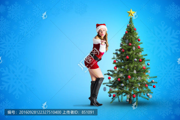 漂亮女人穿著圣誕裝的復合形象