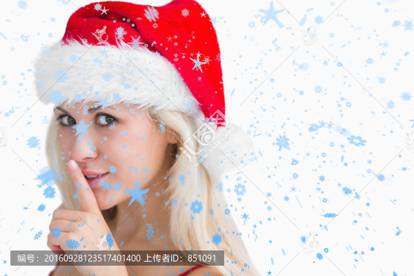 女人戴著圣誕帽的復(fù)合形象